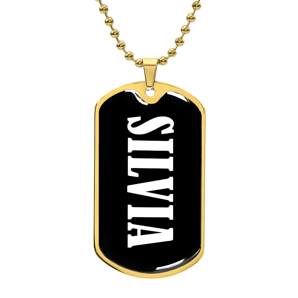 Silvia v03 - 18k Gold Finished Luxury Dog Tag Necklace