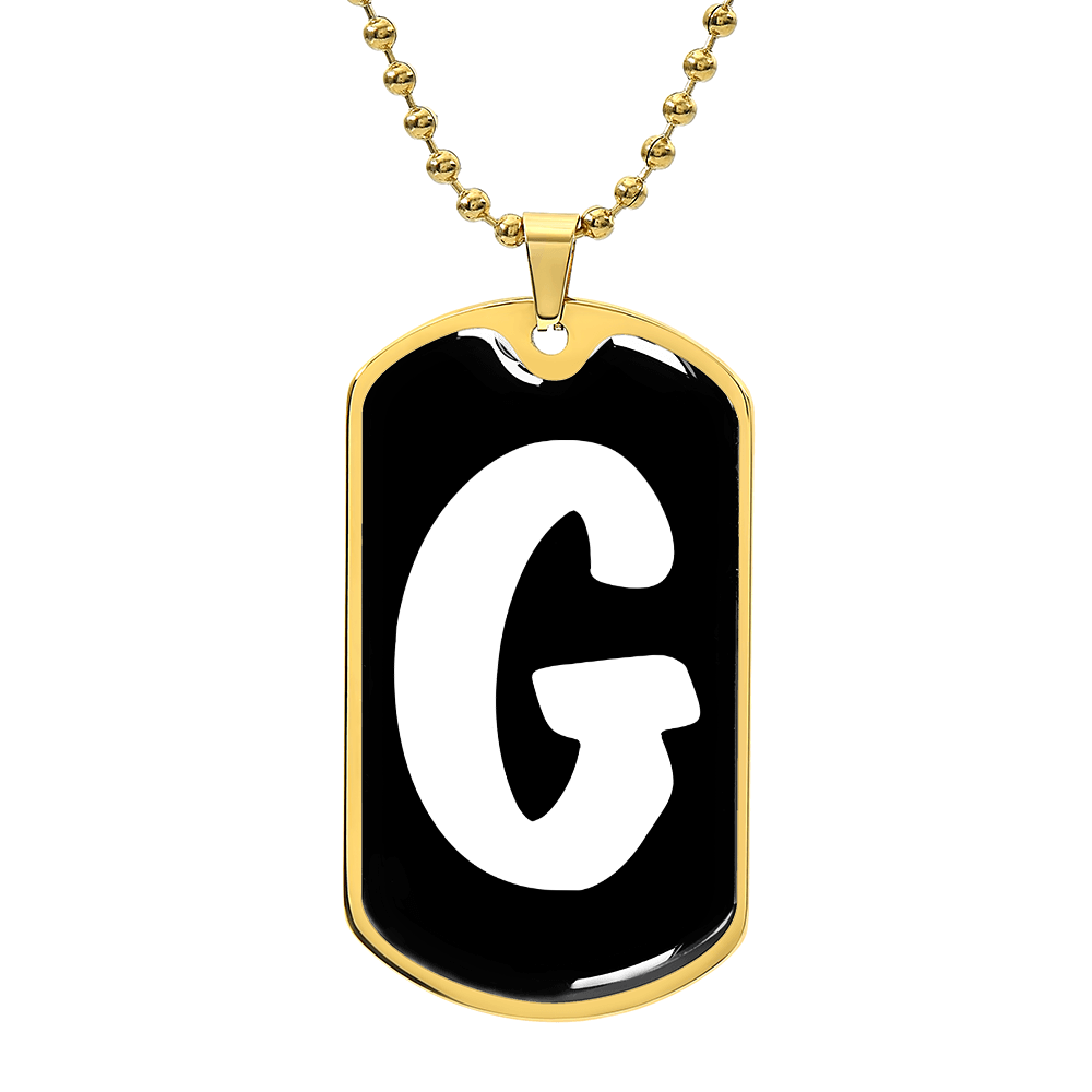 Initial G v3b - 18k Gold Finished Luxury Dog Tag Necklace