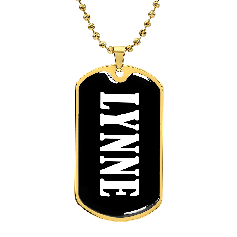 Lynne v01w - 18k Gold Finished Luxury Dog Tag Necklace