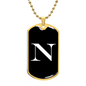 Initial N v3a - 18k Gold Finished Luxury Dog Tag Necklace