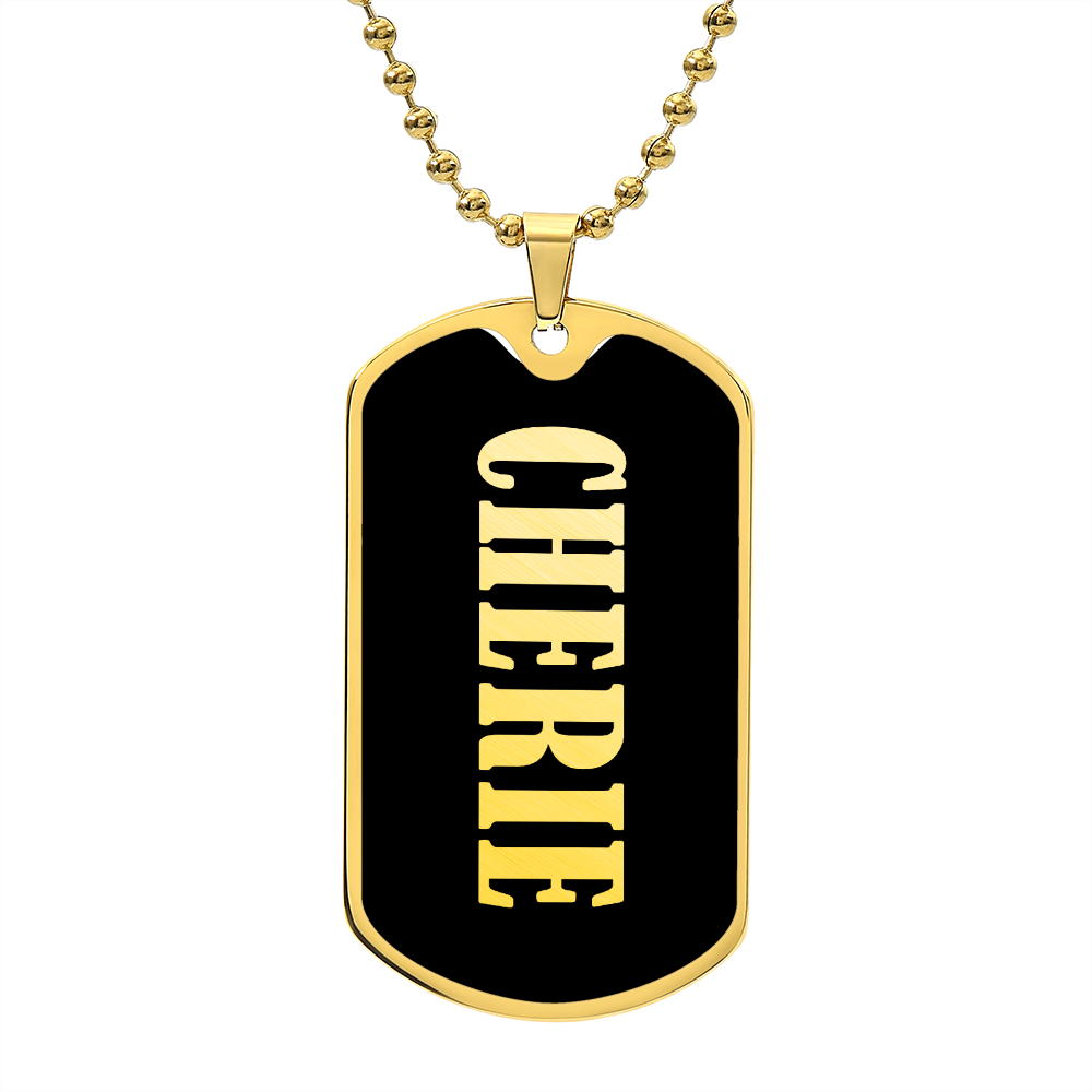Cherie v02 - 18k Gold Finished Luxury Dog Tag Necklace