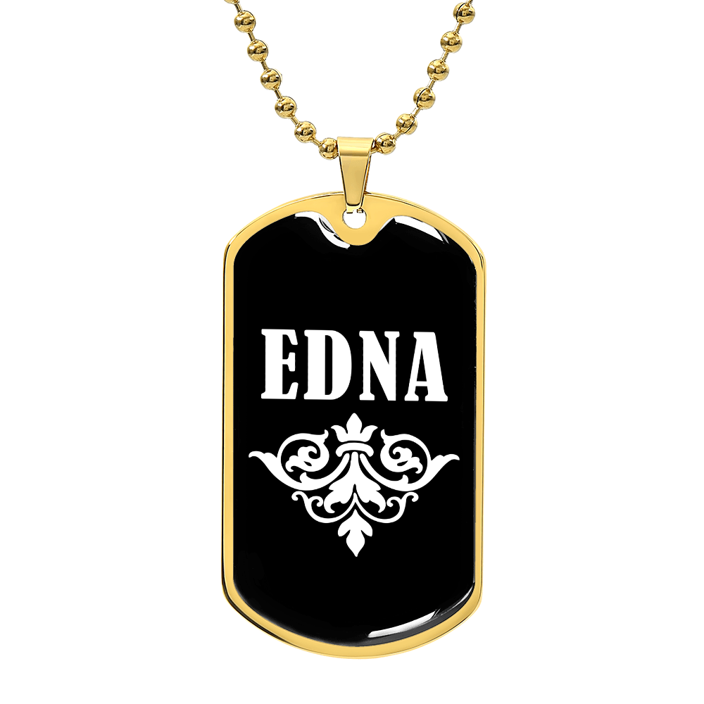 Edna v03a - 18k Gold Finished Luxury Dog Tag Necklace