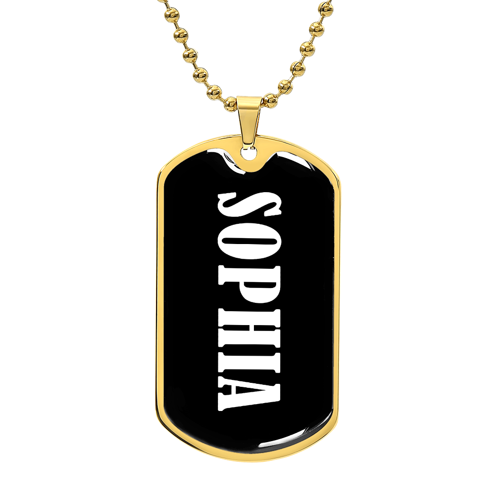 Sophia v03 - 18k Gold Finished Luxury Dog Tag Necklace