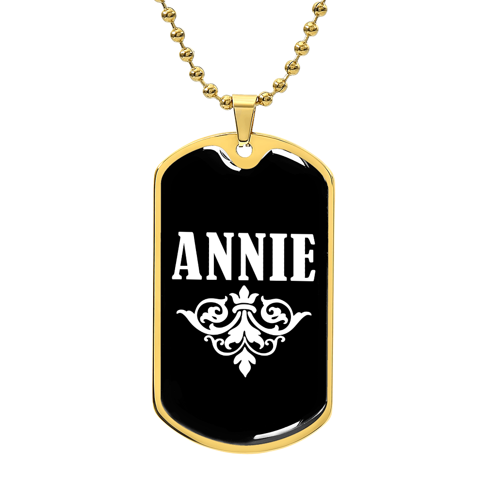 Annie v03a - 18k Gold Finished Luxury Dog Tag Necklace