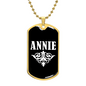 Annie v03a - 18k Gold Finished Luxury Dog Tag Necklace