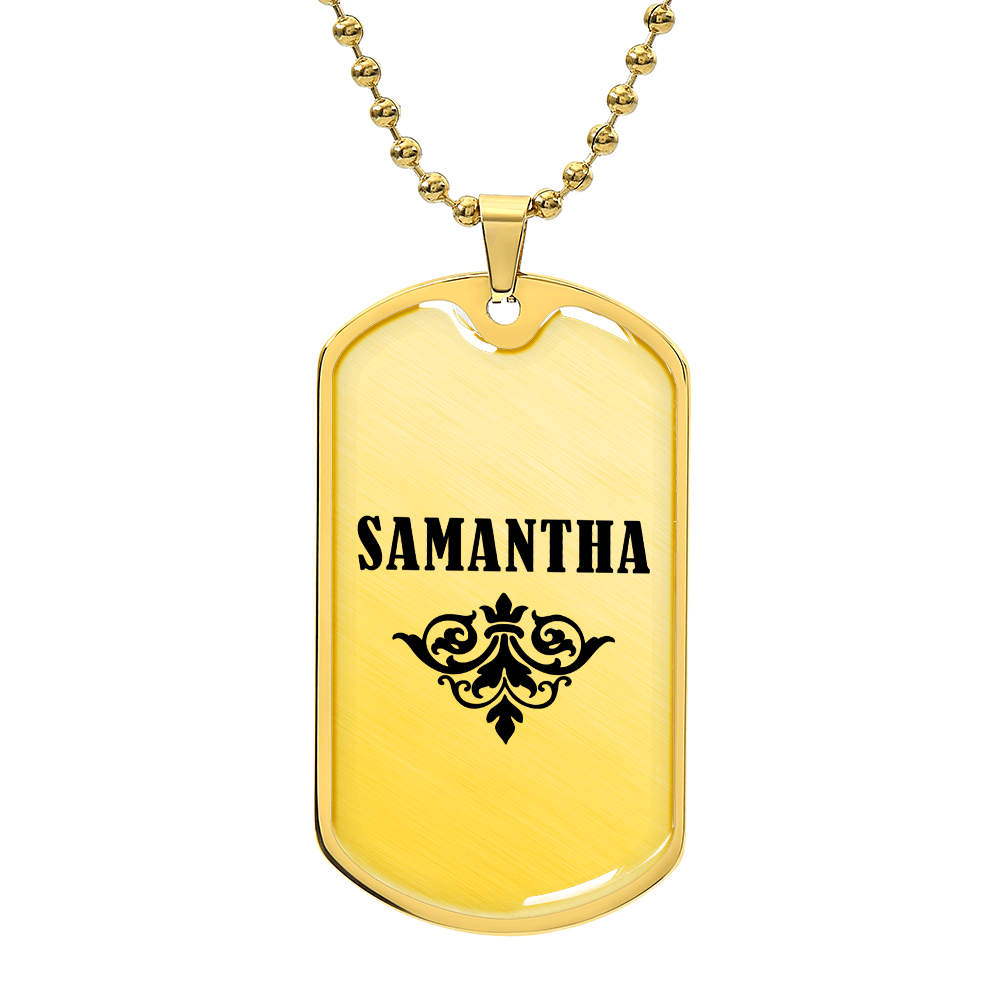 Samantha v01a - 18k Gold Finished Luxury Dog Tag Necklace