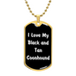 Love My Black and Tan Coonhound v6 - 18k Gold Finished Luxury Dog Tag Necklace