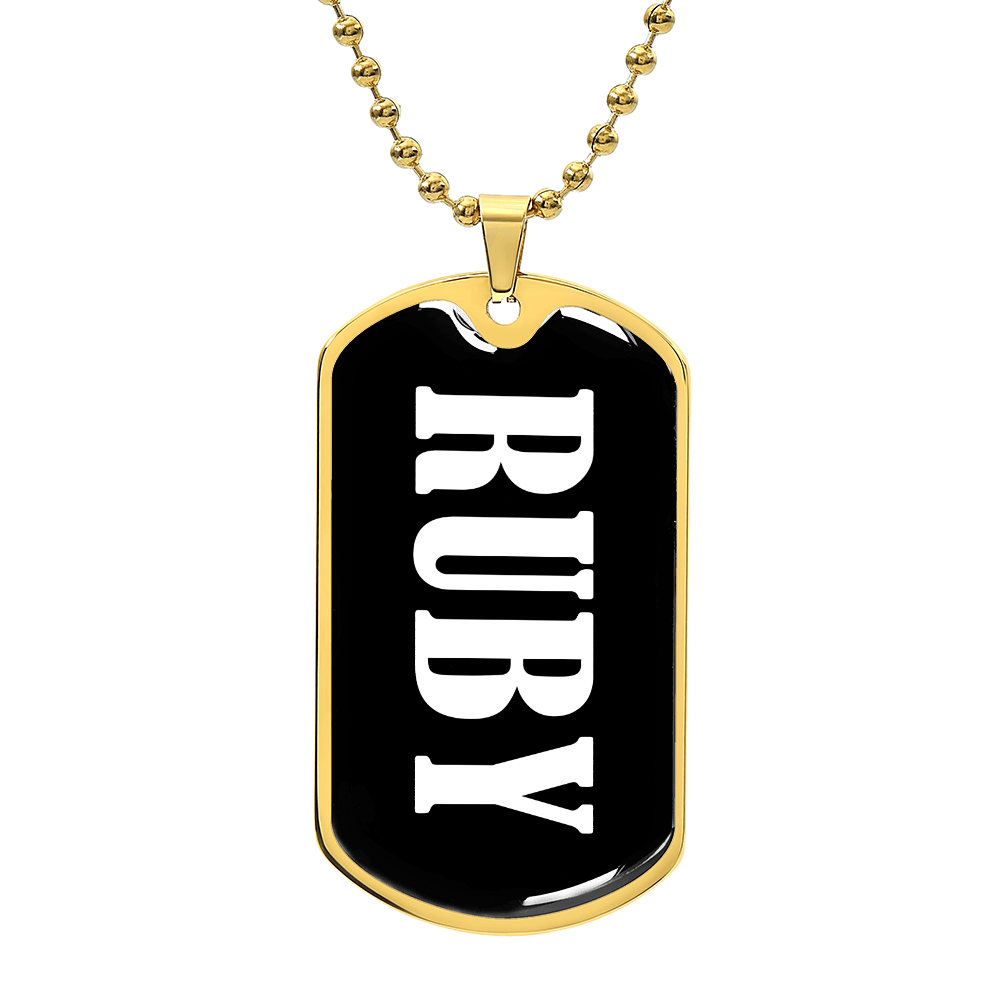 Ruby v01w - 18k Gold Finished Luxury Dog Tag Necklace