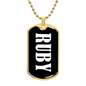 Ruby v01w - 18k Gold Finished Luxury Dog Tag Necklace
