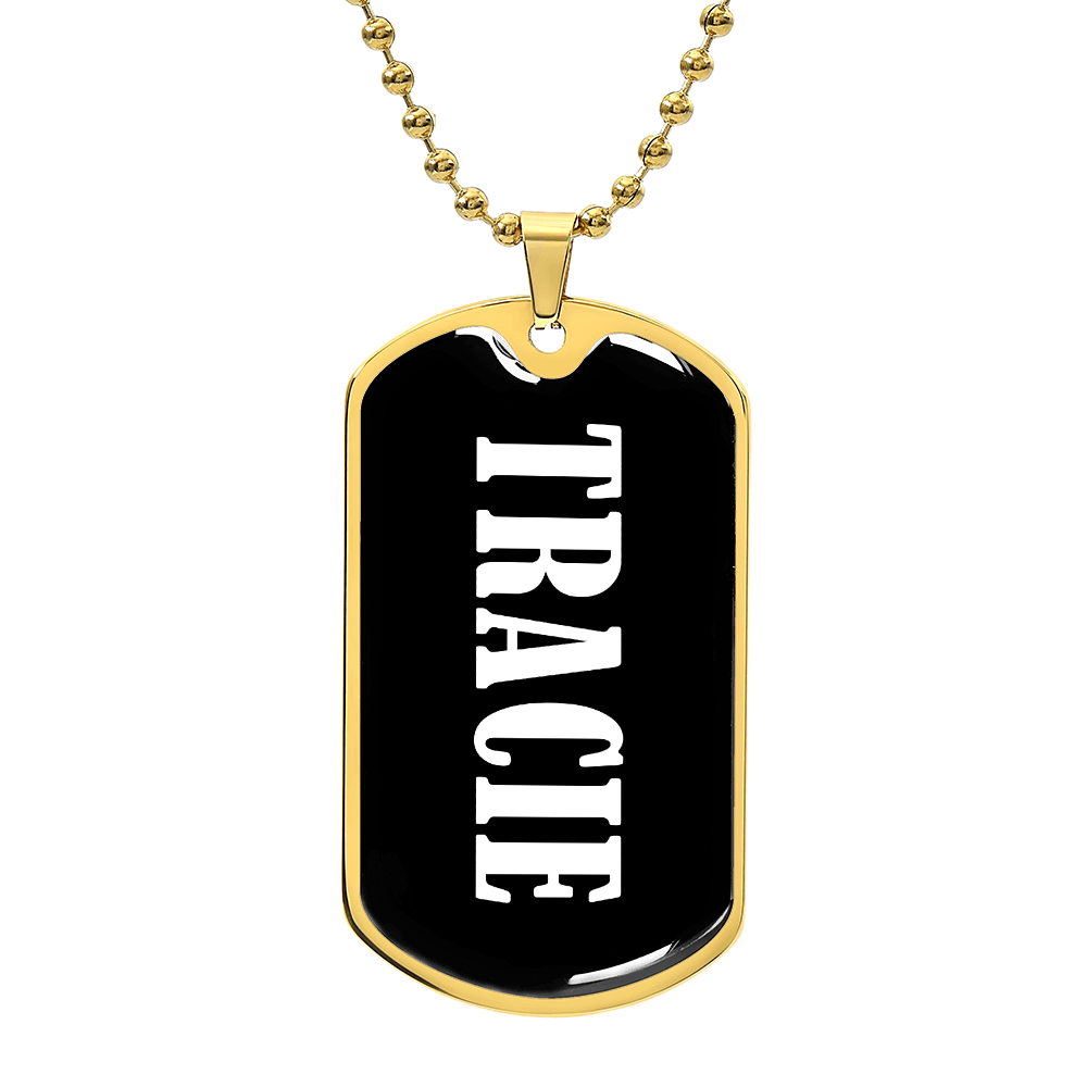 Tracie v03 - 18k Gold Finished Luxury Dog Tag Necklace