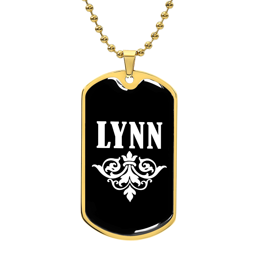 Lynn v03a - 18k Gold Finished Luxury Dog Tag Necklace