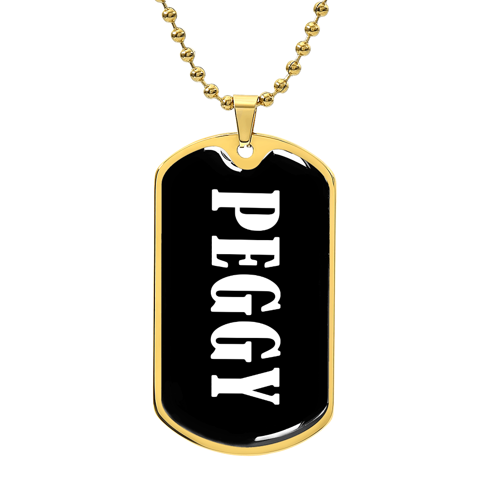 Peggy v01w - 18k Gold Finished Luxury Dog Tag Necklace