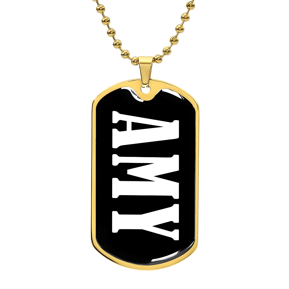 Amy v01w - 18k Gold Finished Luxury Dog Tag Necklace
