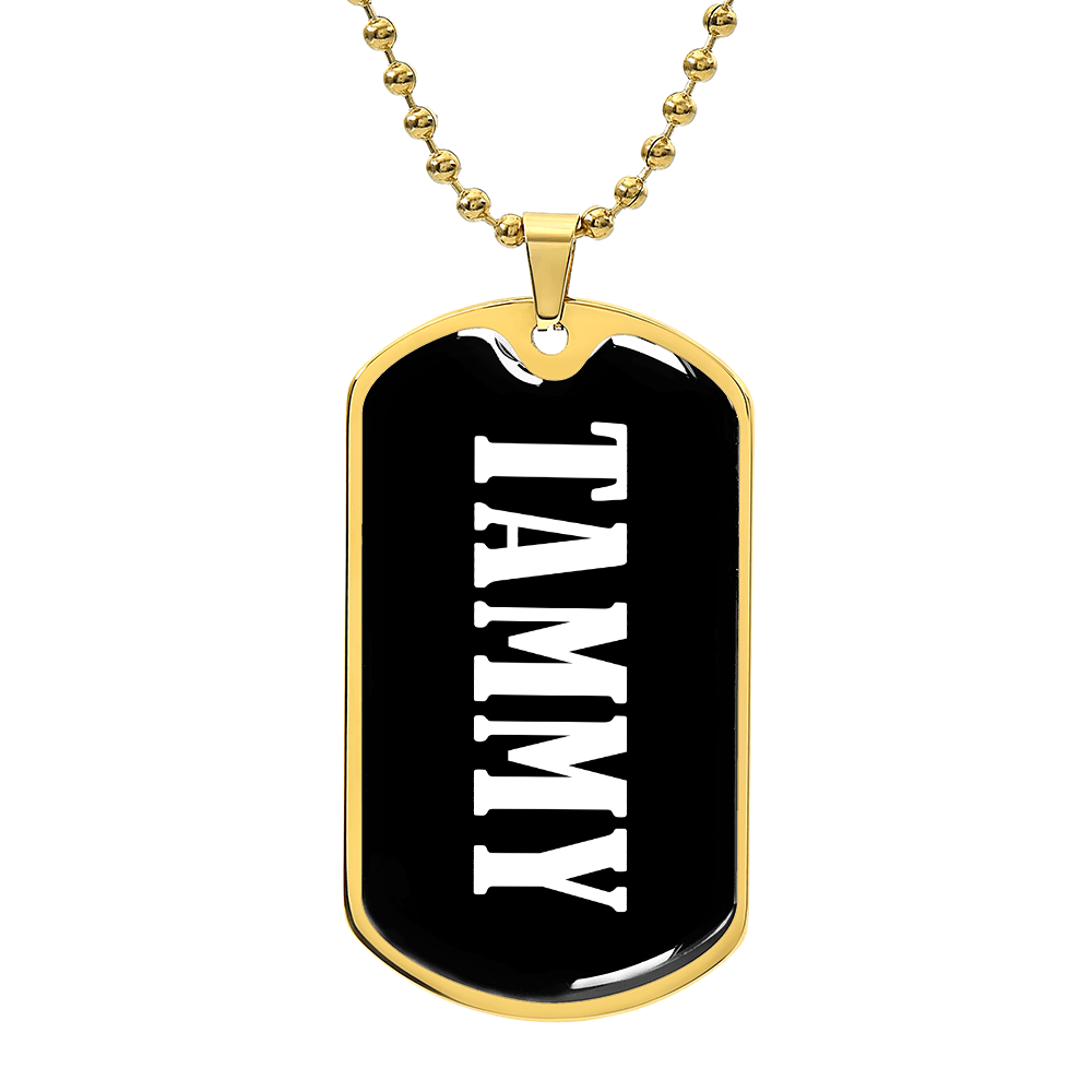 Tammy v01w - 18k Gold Finished Luxury Dog Tag Necklace