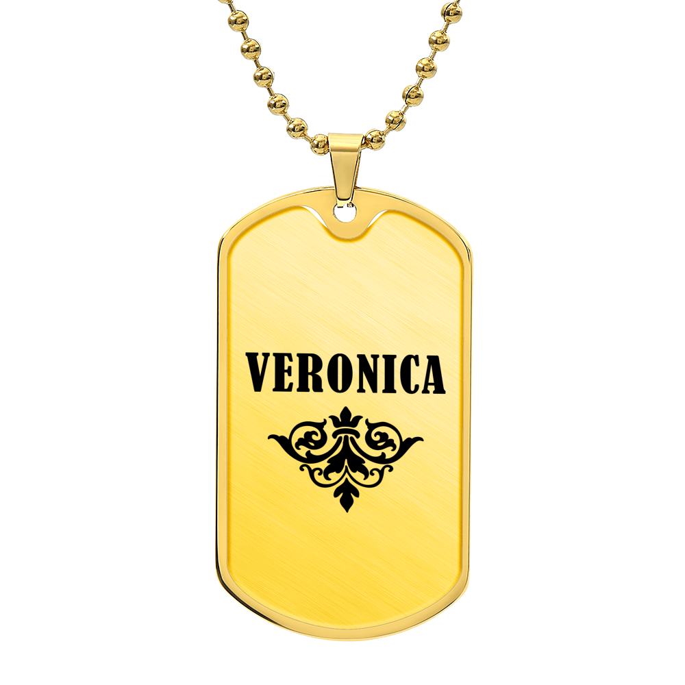 Veronica v01a - 18k Gold Finished Luxury Dog Tag Necklace