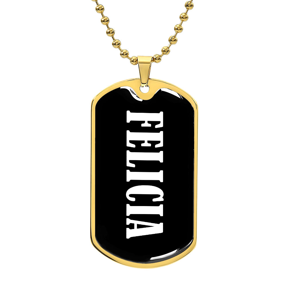 Felicia v01w - 18k Gold Finished Luxury Dog Tag Necklace