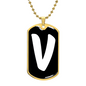 Initial V v3b - 18k Gold Finished Luxury Dog Tag Necklace