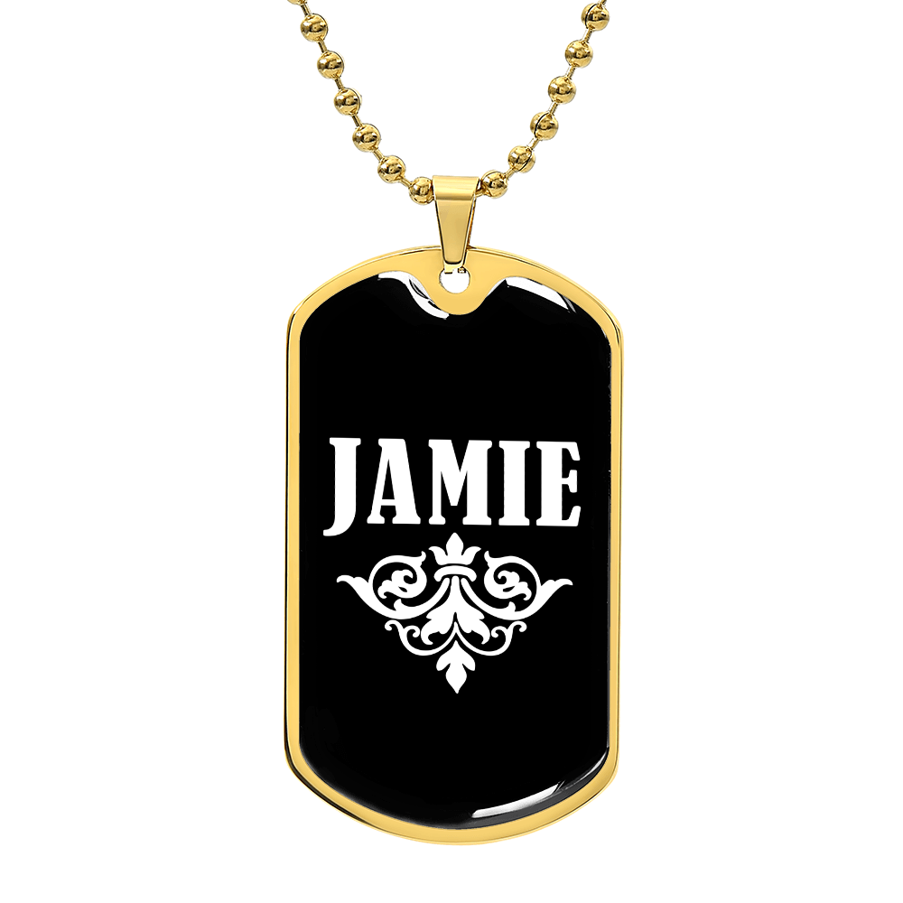 Jamie v03a - 18k Gold Finished Luxury Dog Tag Necklace