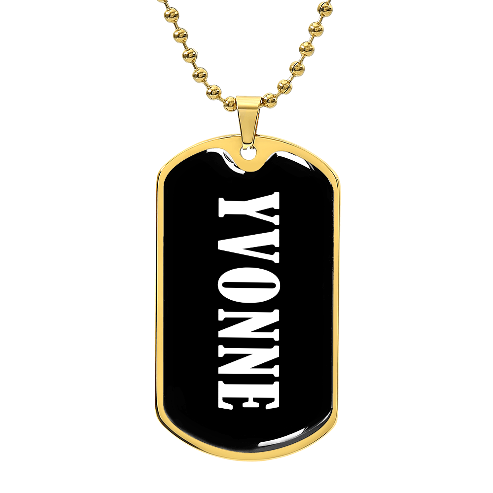 Yvonne v01w - 18k Gold Finished Luxury Dog Tag Necklace