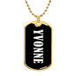Yvonne v01w - 18k Gold Finished Luxury Dog Tag Necklace