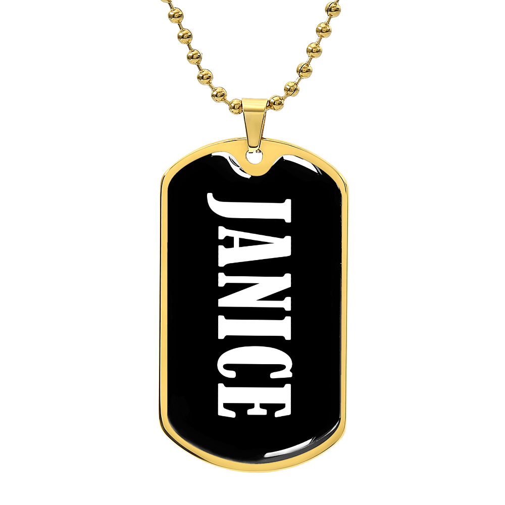 Janice v01w - 18k Gold Finished Luxury Dog Tag Necklace