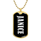 Janice v01w - 18k Gold Finished Luxury Dog Tag Necklace