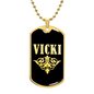 Vicki v02a - 18k Gold Finished Luxury Dog Tag Necklace