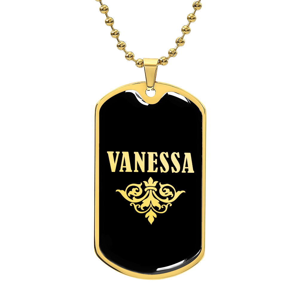 Vanessa v02a - 18k Gold Finished Luxury Dog Tag Necklace