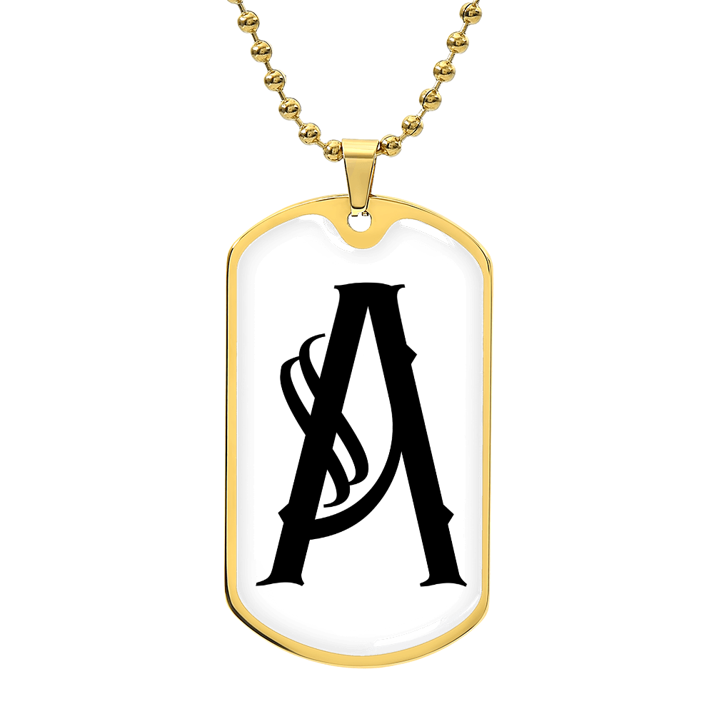 Initial A v001-34 - 18k Gold Finished Luxury Dog Tag Necklace