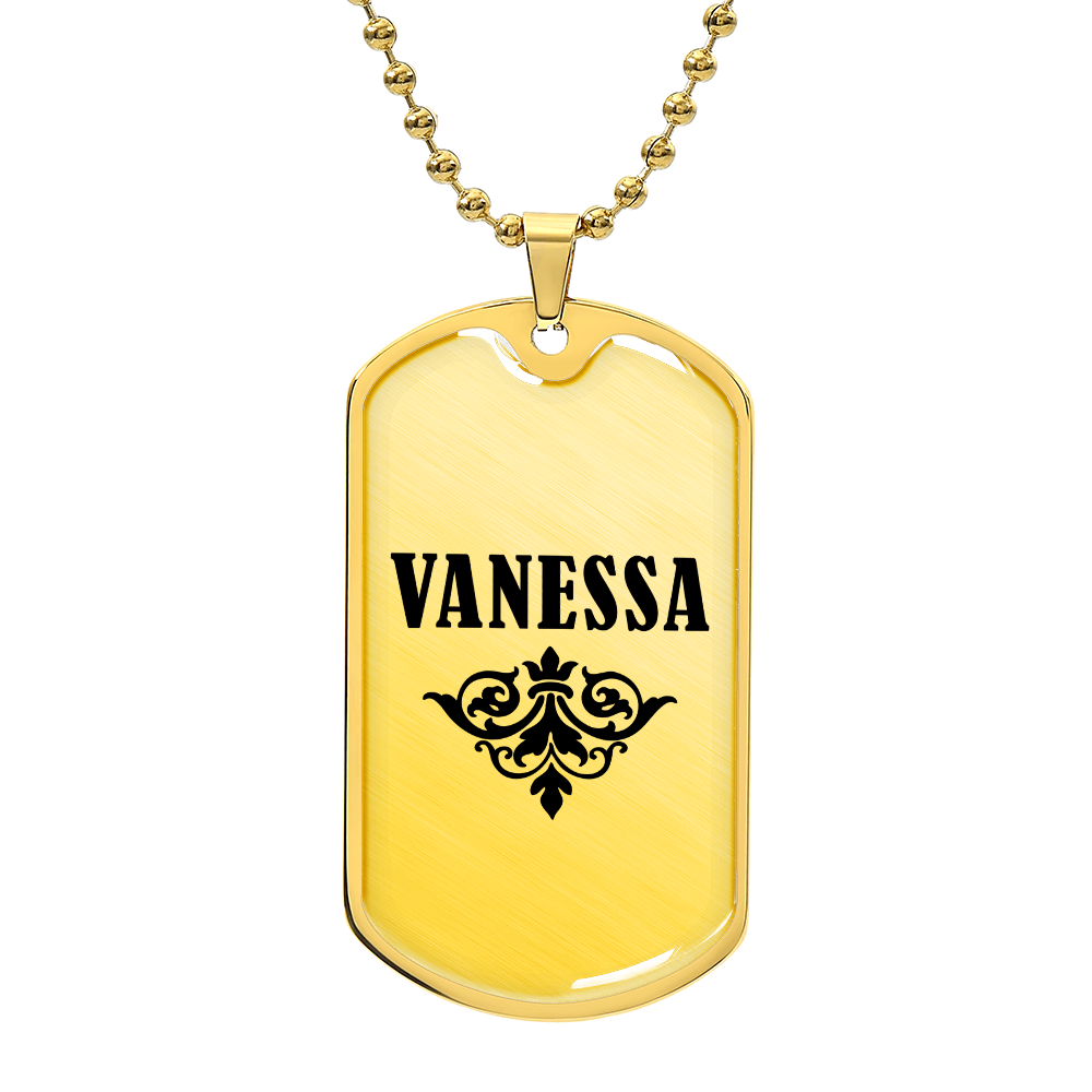 Vanessa v01a - 18k Gold Finished Luxury Dog Tag Necklace