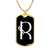 Initial R v001-33 - 18k Gold Finished Luxury Dog Tag Necklace