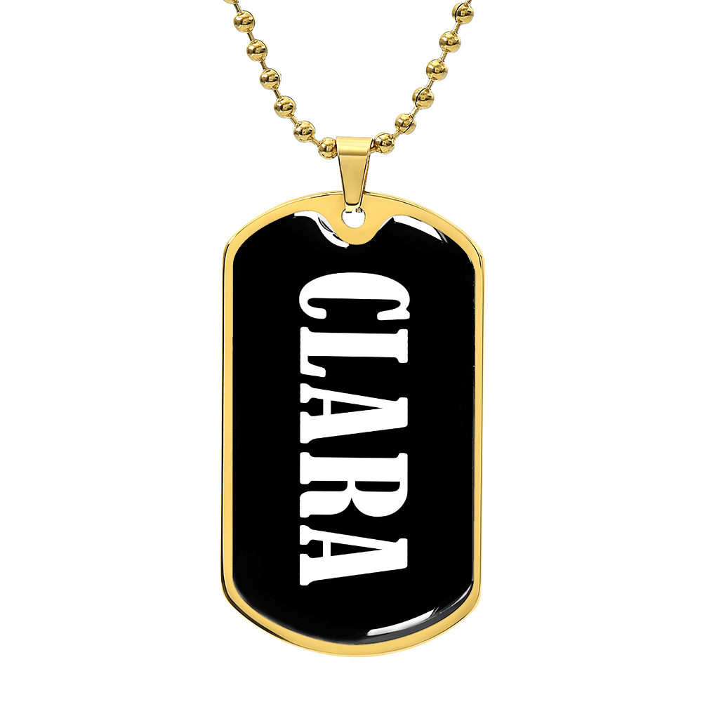 Clara v01w - 18k Gold Finished Luxury Dog Tag Necklace