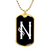 Initial N v001-33 - 18k Gold Finished Luxury Dog Tag Necklace