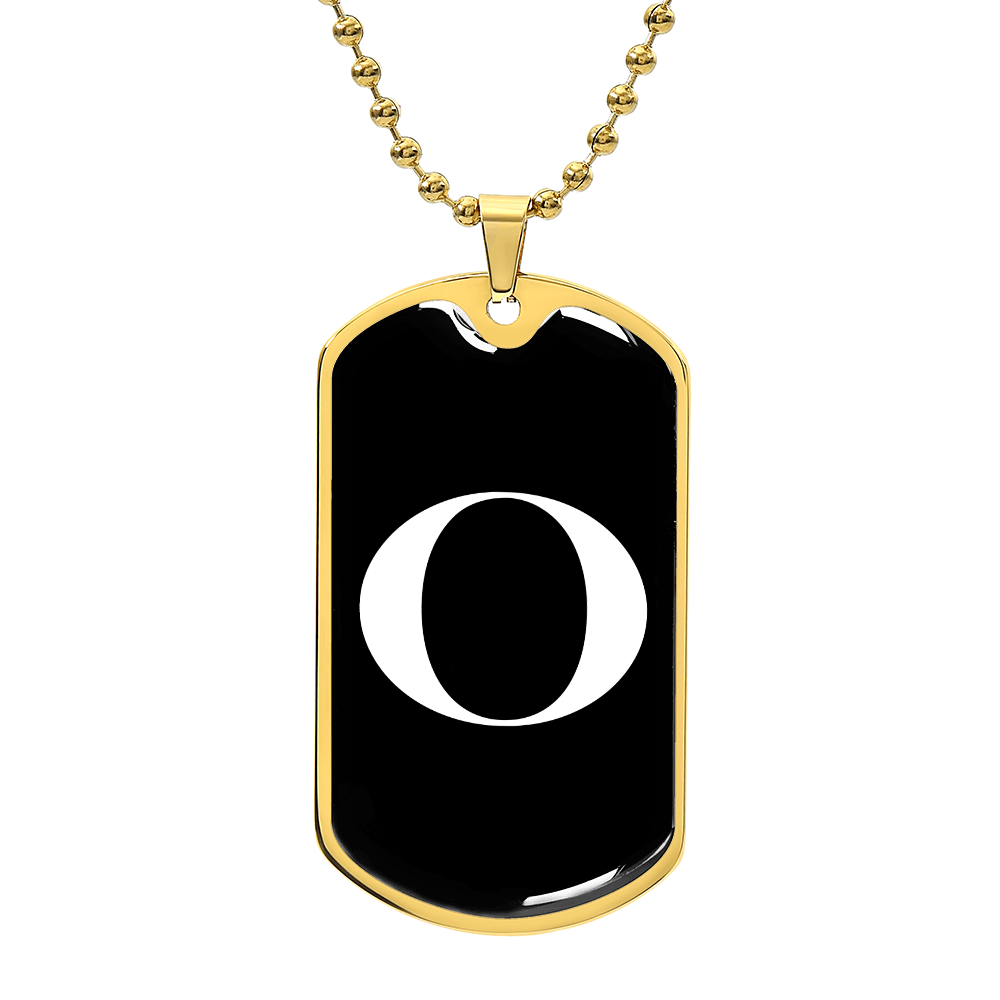 Initial O v3a - 18k Gold Finished Luxury Dog Tag Necklace
