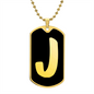 Initial J v2b - 18k Gold Finished Luxury Dog Tag Necklace