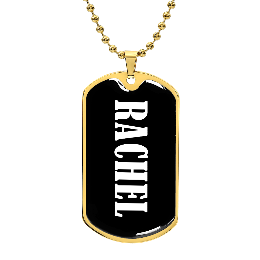 Rachel v01w - 18k Gold Finished Luxury Dog Tag Necklace
