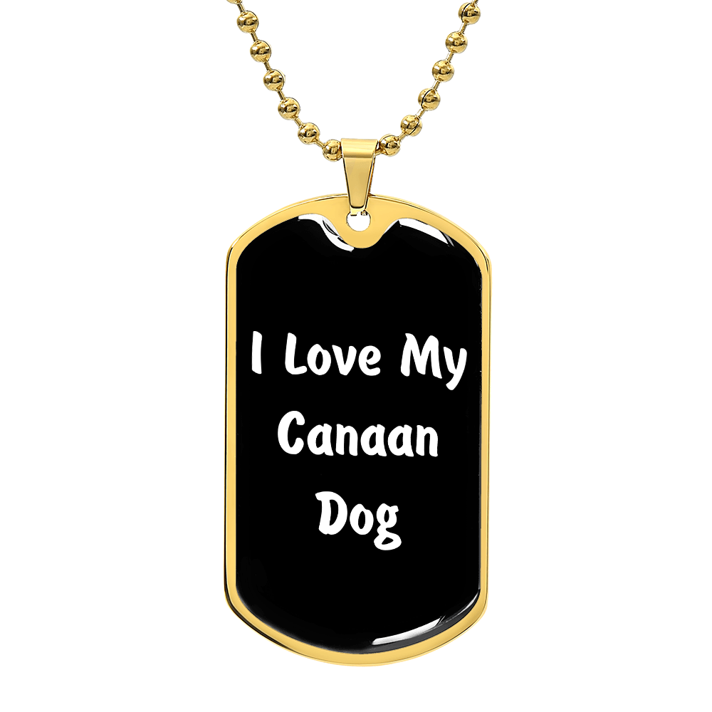 Love My Canaan Dog v6 - 18k Gold Finished Luxury Dog Tag Necklace