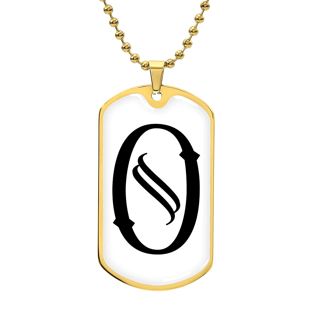 Initial O v001-34 - 18k Gold Finished Luxury Dog Tag Necklace