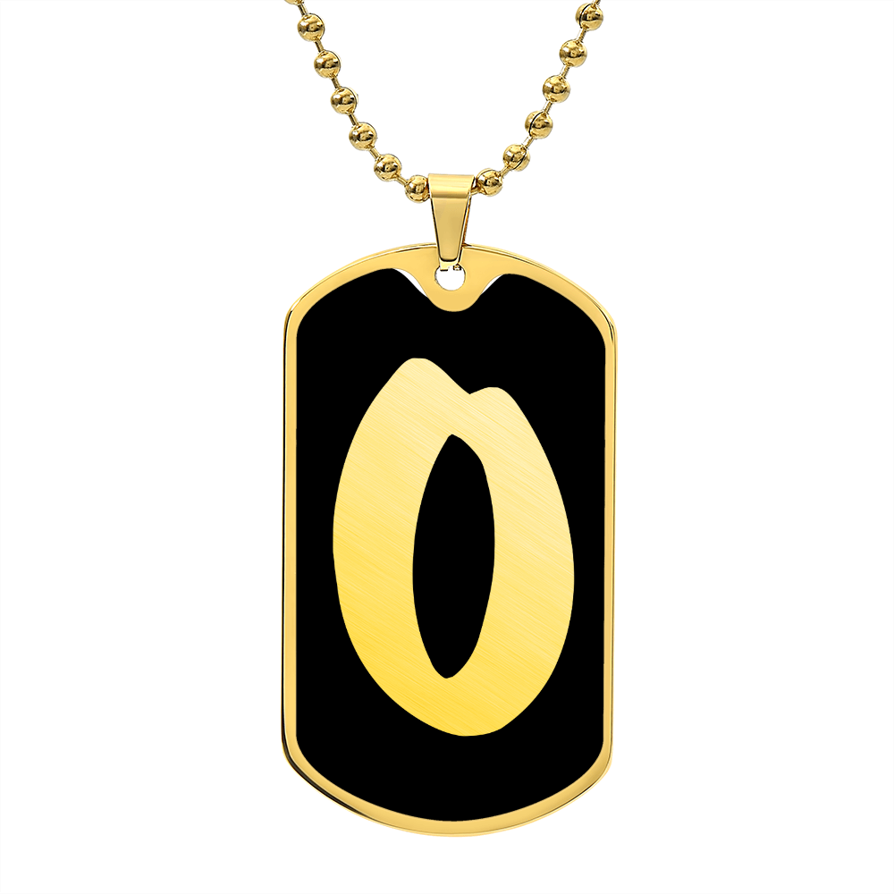 Initial O v2b - 18k Gold Finished Luxury Dog Tag Necklace
