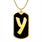 Initial Y v2b - 18k Gold Finished Luxury Dog Tag Necklace