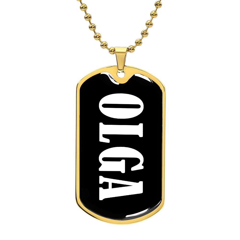 Olga v01w - 18k Gold Finished Luxury Dog Tag Necklace