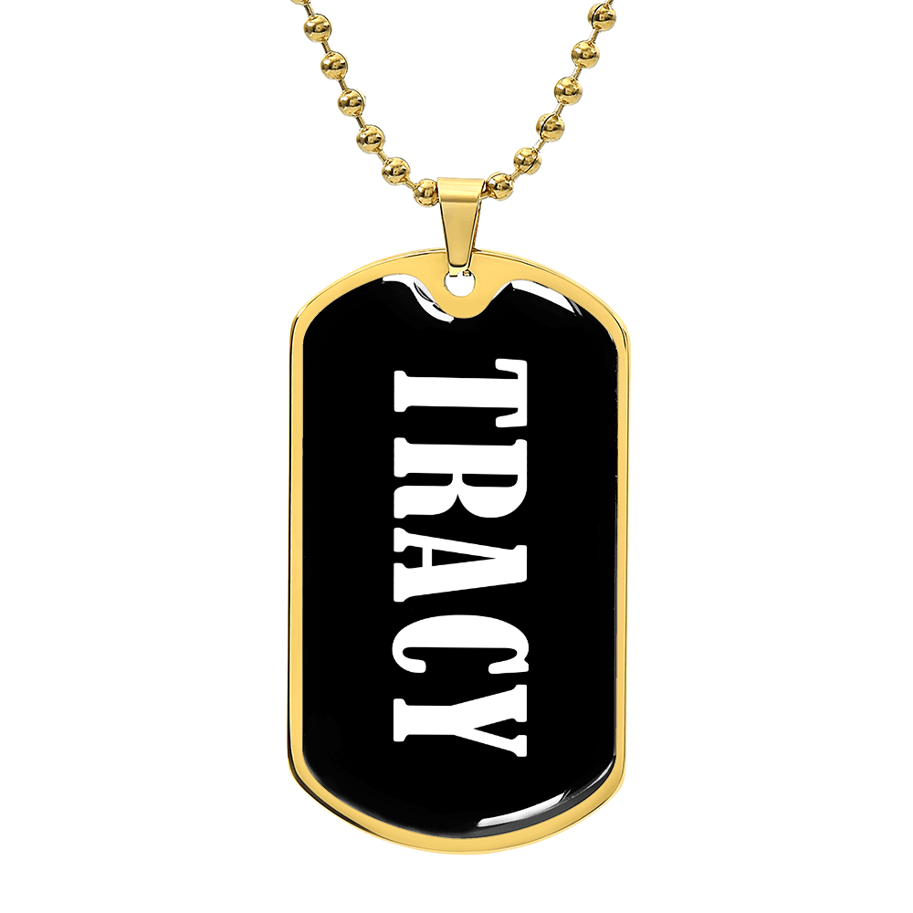 Tracy v01w - 18k Gold Finished Luxury Dog Tag Necklace
