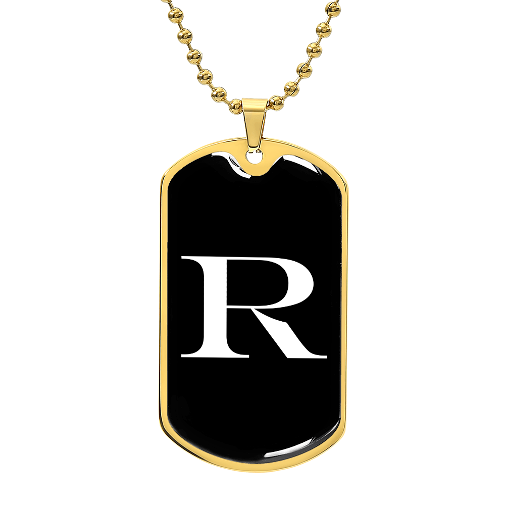 Initial R v3a - 18k Gold Finished Luxury Dog Tag Necklace