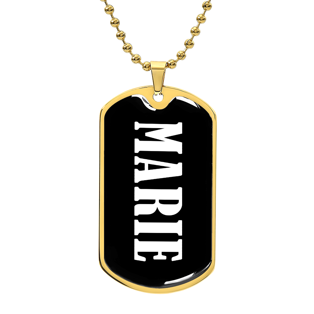 Marie v01w - 18k Gold Finished Luxury Dog Tag Necklace