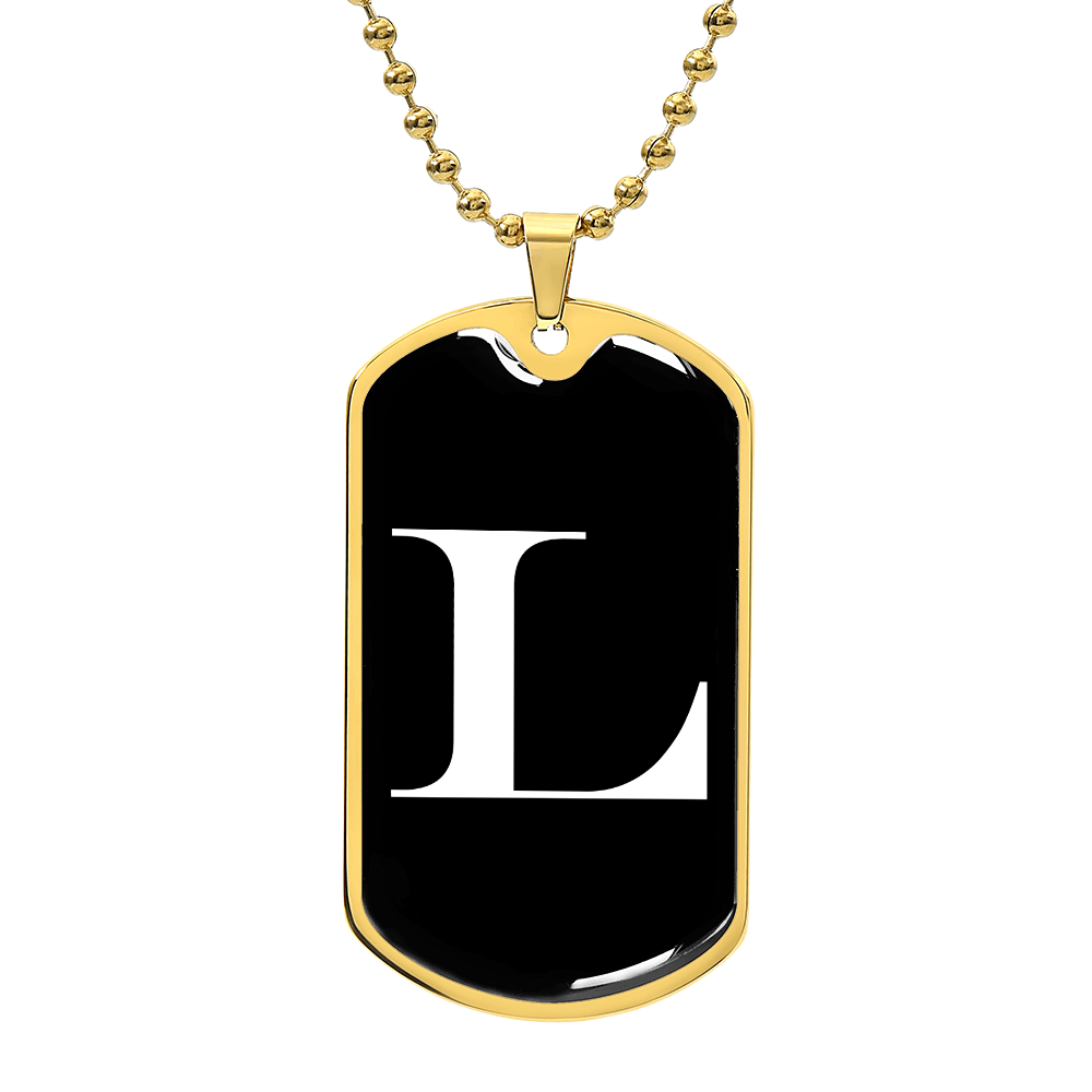 Initial L v3a - 18k Gold Finished Luxury Dog Tag Necklace