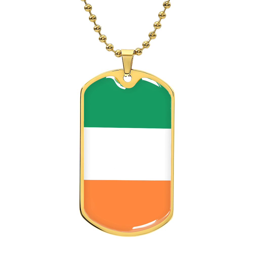 Irish Flag - 18k Gold Finished Luxury Dog Tag Necklace