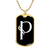 Initial P v001-33 - 18k Gold Finished Luxury Dog Tag Necklace