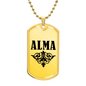 Alma v01a - 18k Gold Finished Luxury Dog Tag Necklace