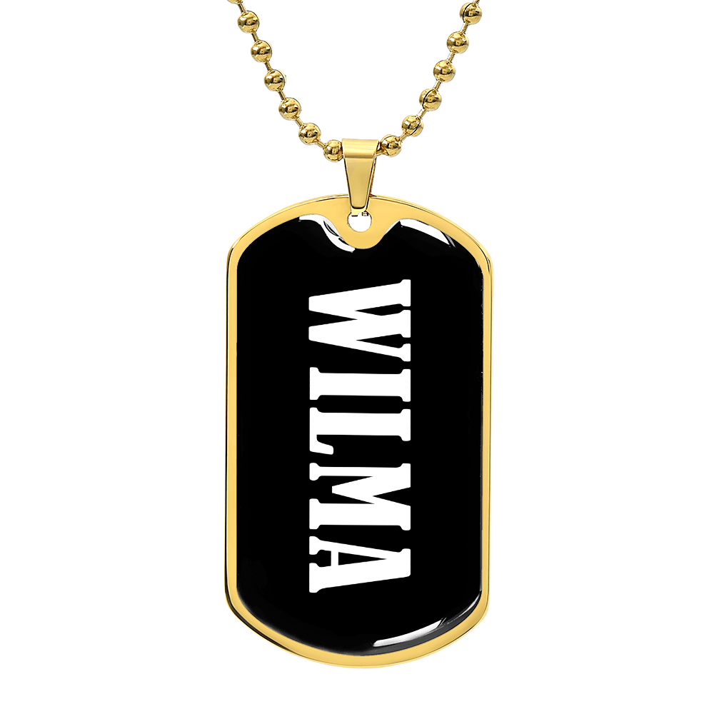Wilma v01w - 18k Gold Finished Luxury Dog Tag Necklace