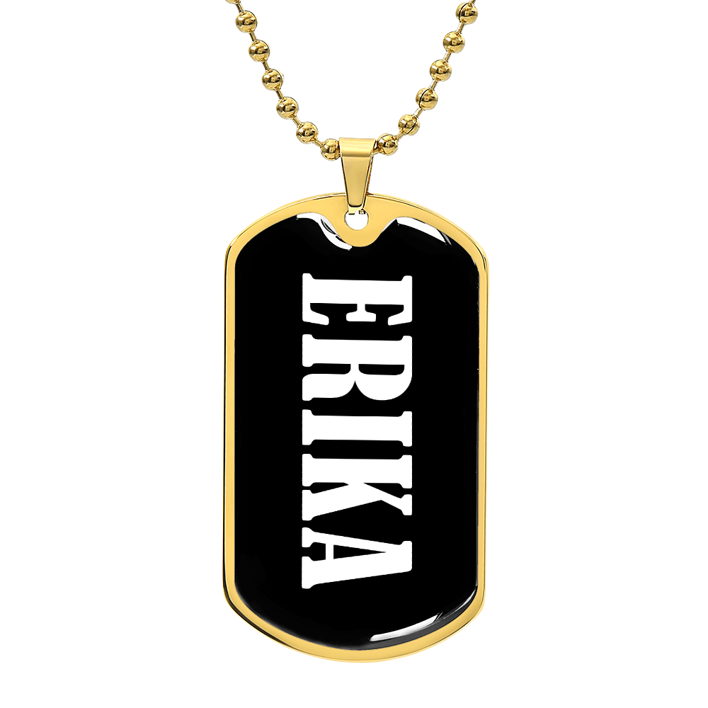 Erika v01w - 18k Gold Finished Luxury Dog Tag Necklace